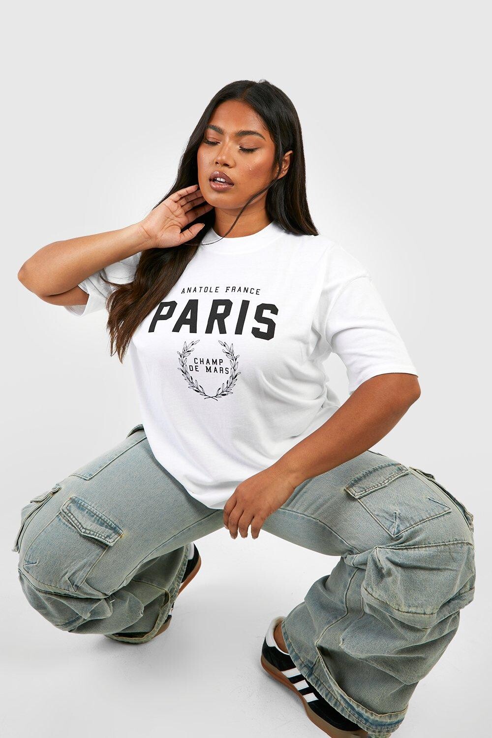 

Футболка Plus Paris с принтом boohoo, белый