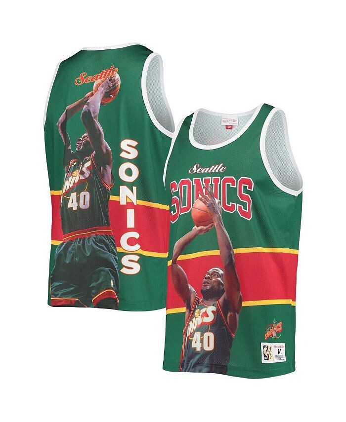 

Мужская зеленая майка Seattle Supersonics из твердой древесины Classics Player Mitchell & Ness, зеленый
