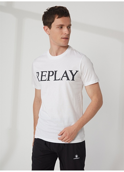 цена Однотонная белая мужская футболка с круглым вырезом Replay