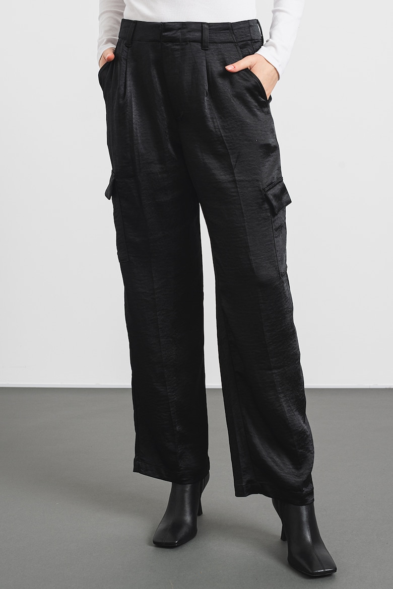 Широкие атласные брюки-карго Gap, черный