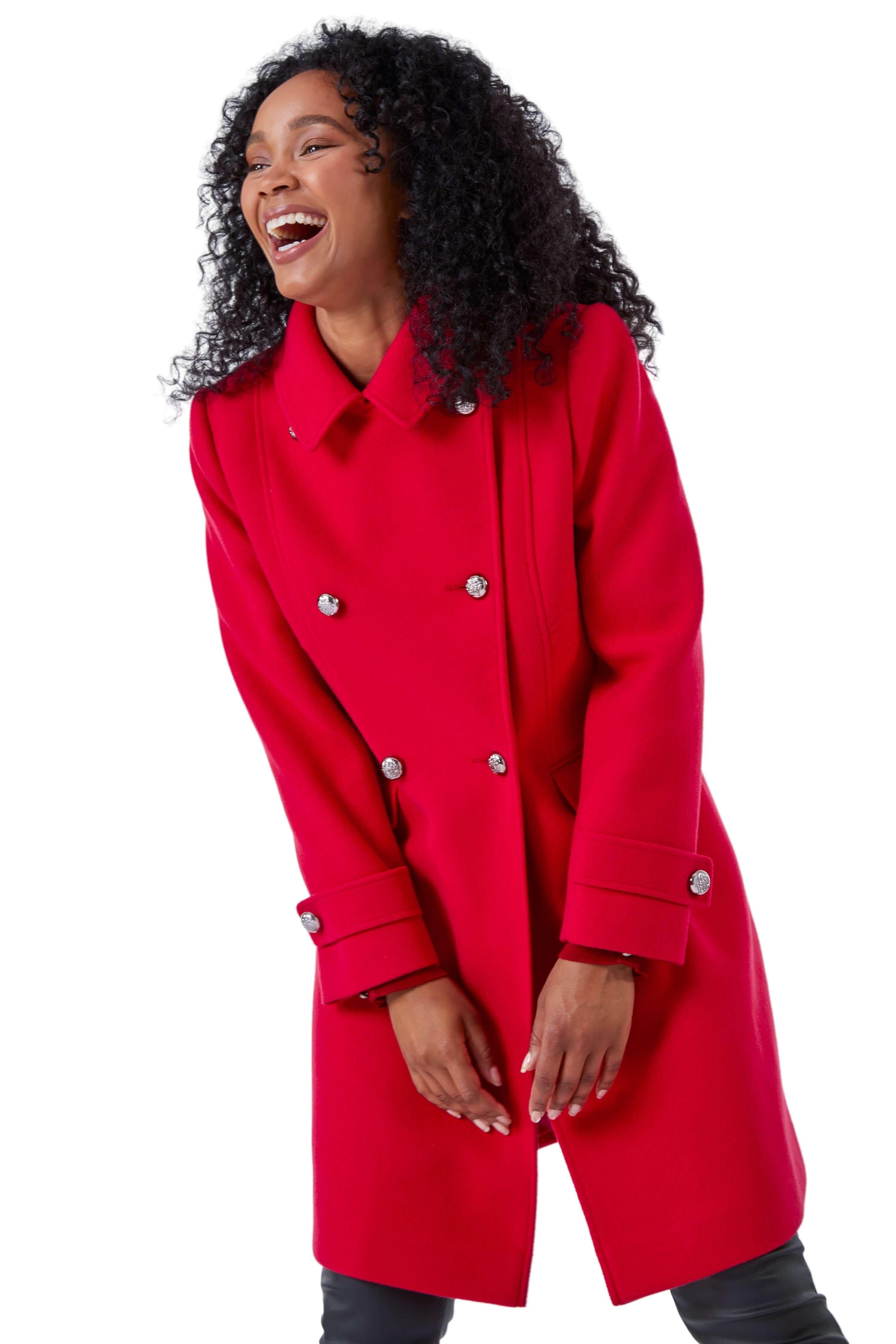 Миниатюрное двубортное пальто в стиле милитари Roman, красный 12⠀storeez пальто двубортное на поясе с шелком