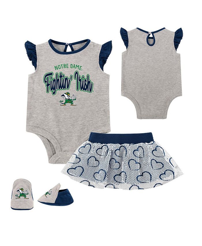 цена Комплект боди, юбки и пинеток в стиле файтинг-ирландский стиль Heather Grey Notre Dame для новорожденных Outerstuff, серый