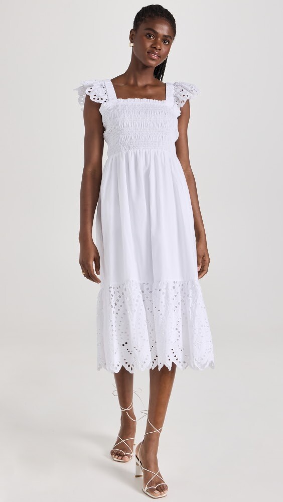 

Платье миди English Factory Eyelet Scallop Edge, белый