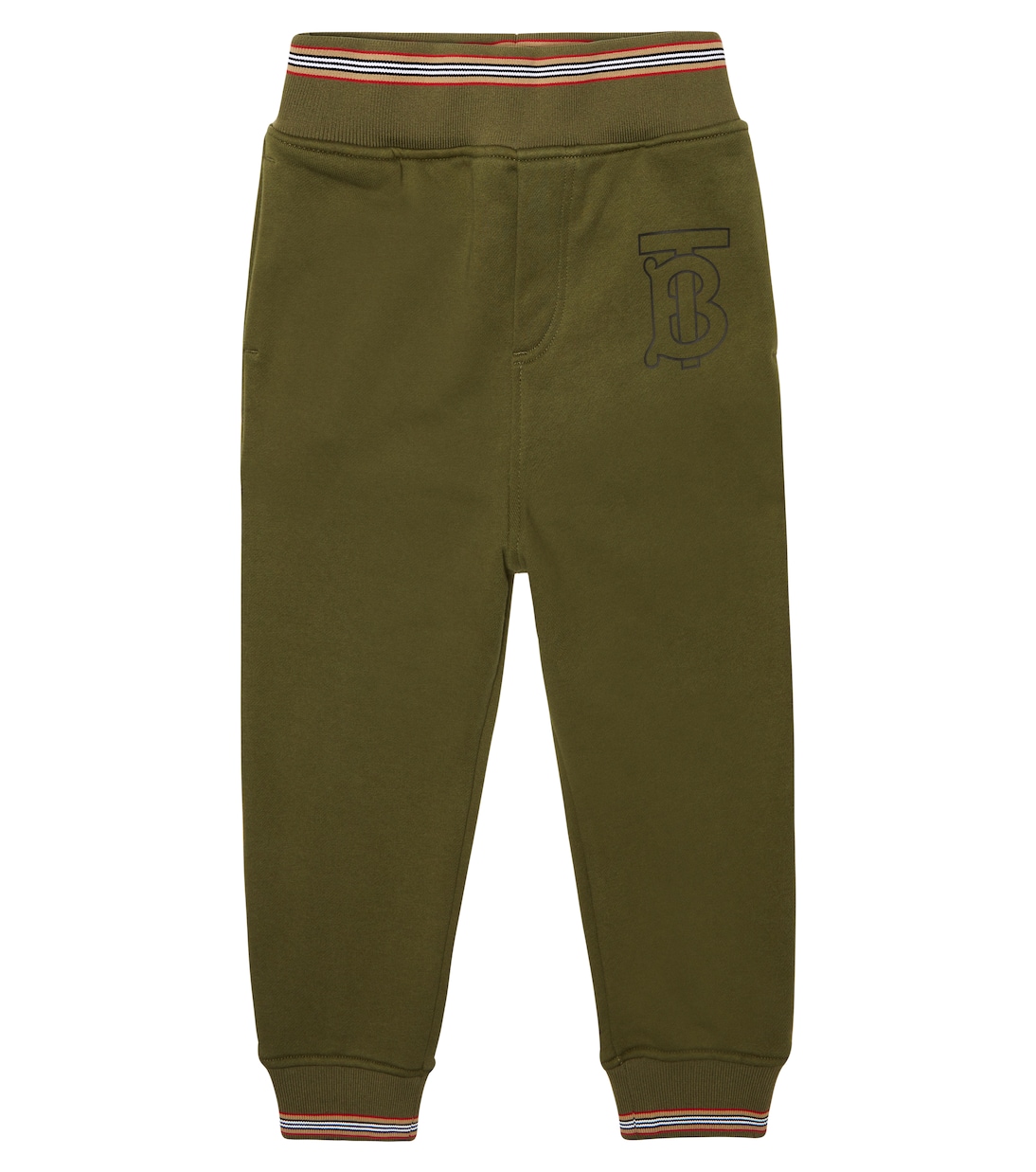 цена Хлопковые спортивные брюки с монограммой Burberry Kids, зеленый