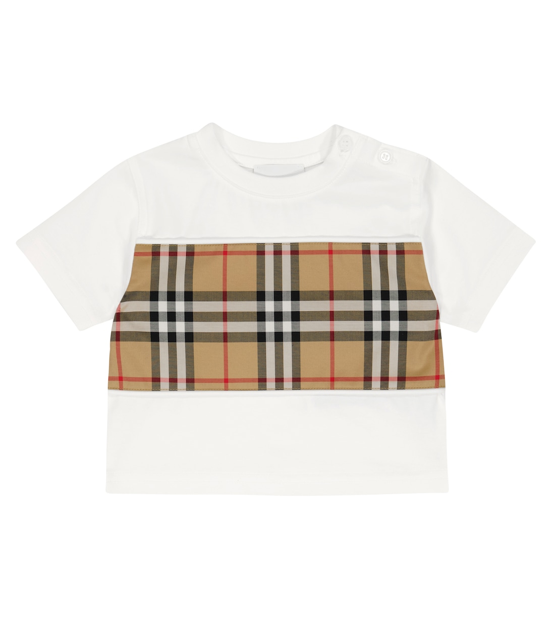 Детская хлопковая футболка в клетку в винтажную клетку Burberry Kids, бежевый