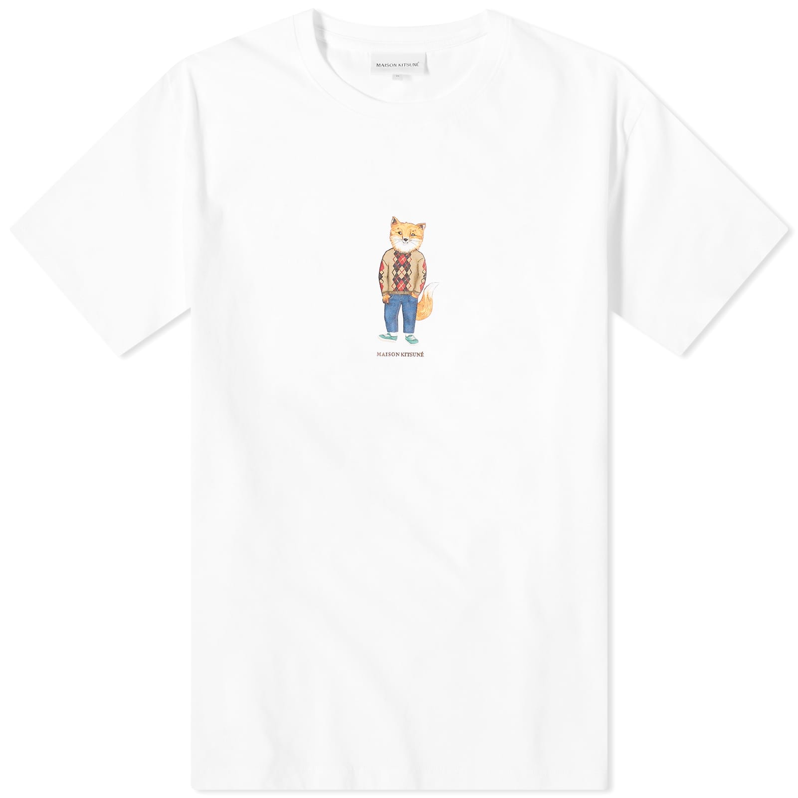 Футболка Maison Kitsune Dressed Fox Regular, белый детская футболка аниме кицунэ маска anime kitsune mask 104 синий