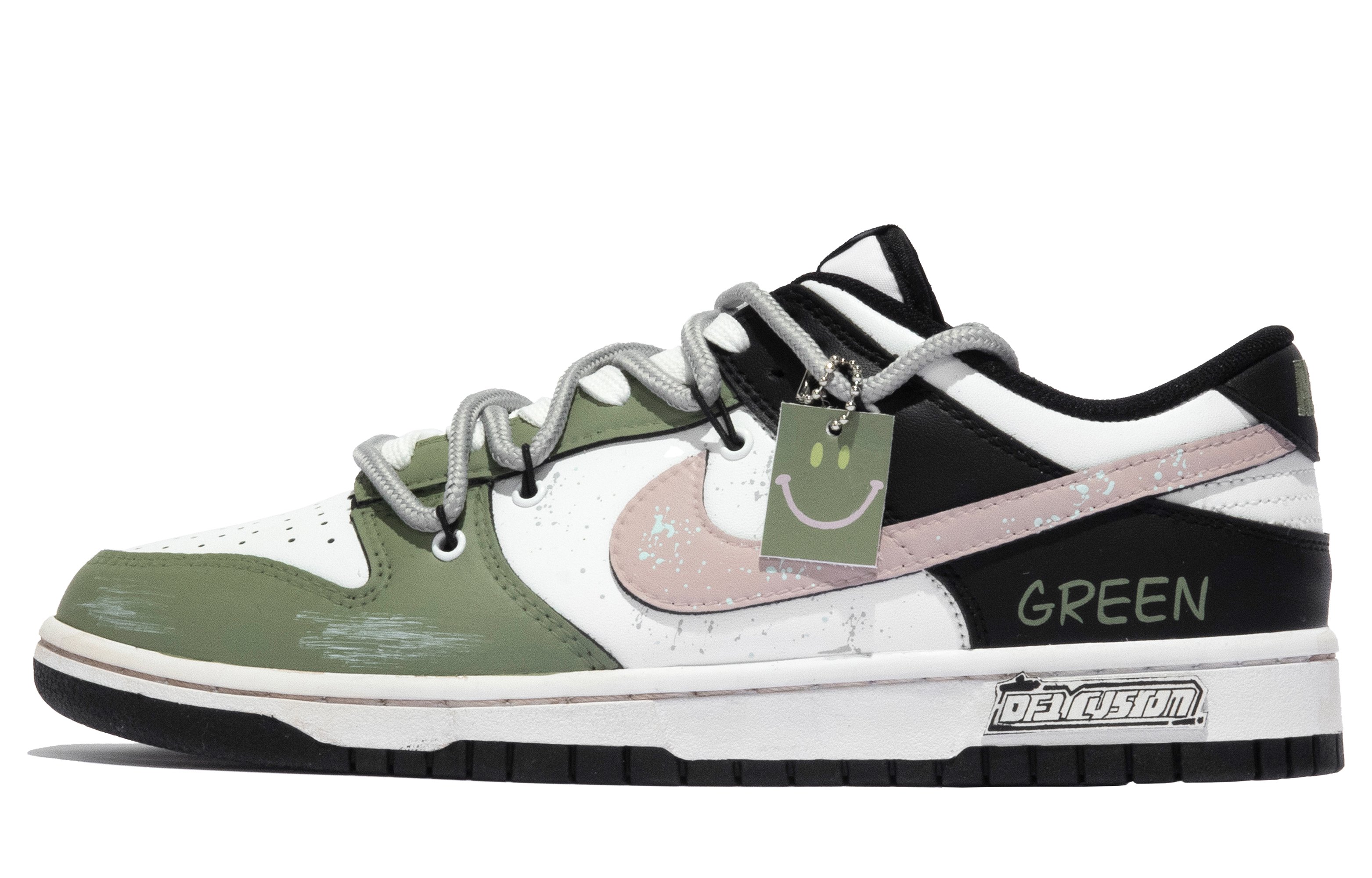 

Кроссовки Nike Dunk Skateboarding Shoes Women's Low-top Grey/black/green/pink, светло-серый