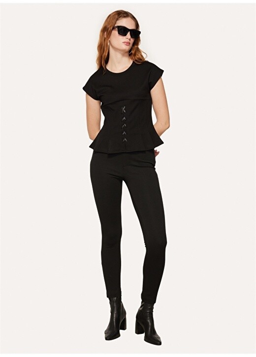 

Однотонная черная женская блузка с круглым вырезом Black On Black