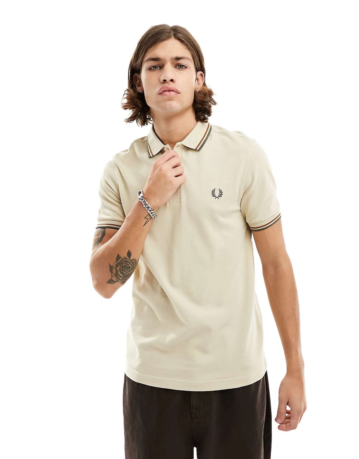 

Овсяная рубашка-поло с двумя кончиками Fred Perry