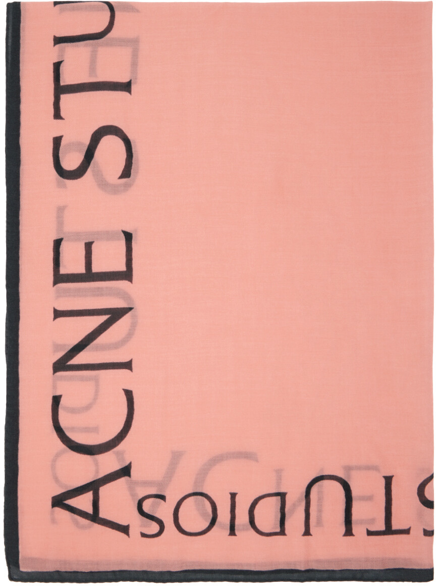 

Розовый румяный шерстяной шарф с логотипом Acne Studios