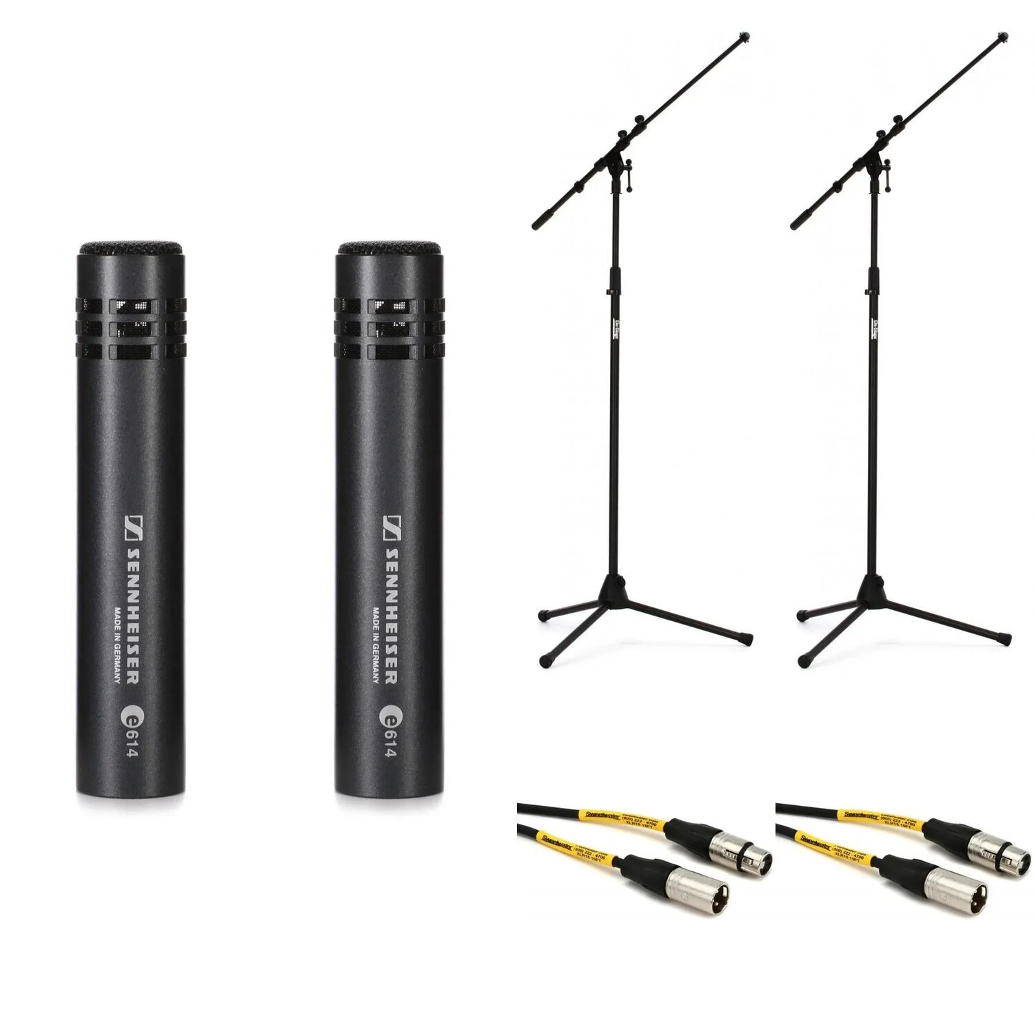 

Комплект конденсаторного микрофона Sennheiser e 614 с малой диафрагмой, подставками и кабелями — пара