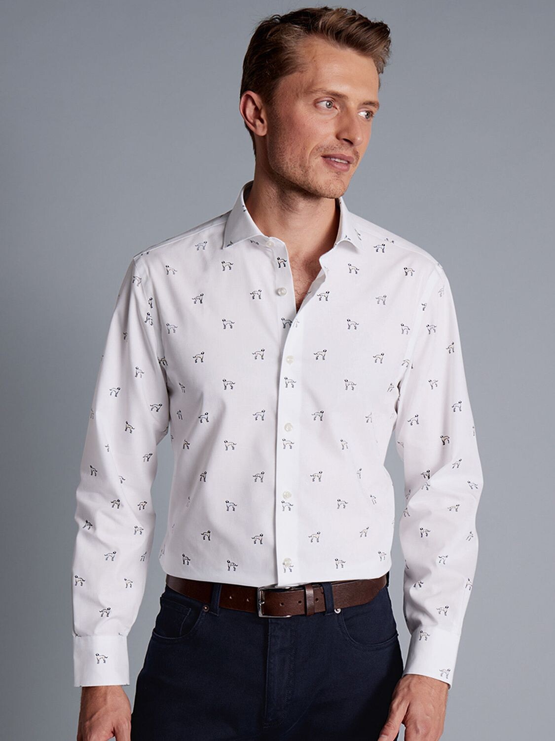 

Рубашка Charles Tyrwhitt с воротником с полувырезом и далматинским принтом, белый/разноцветный