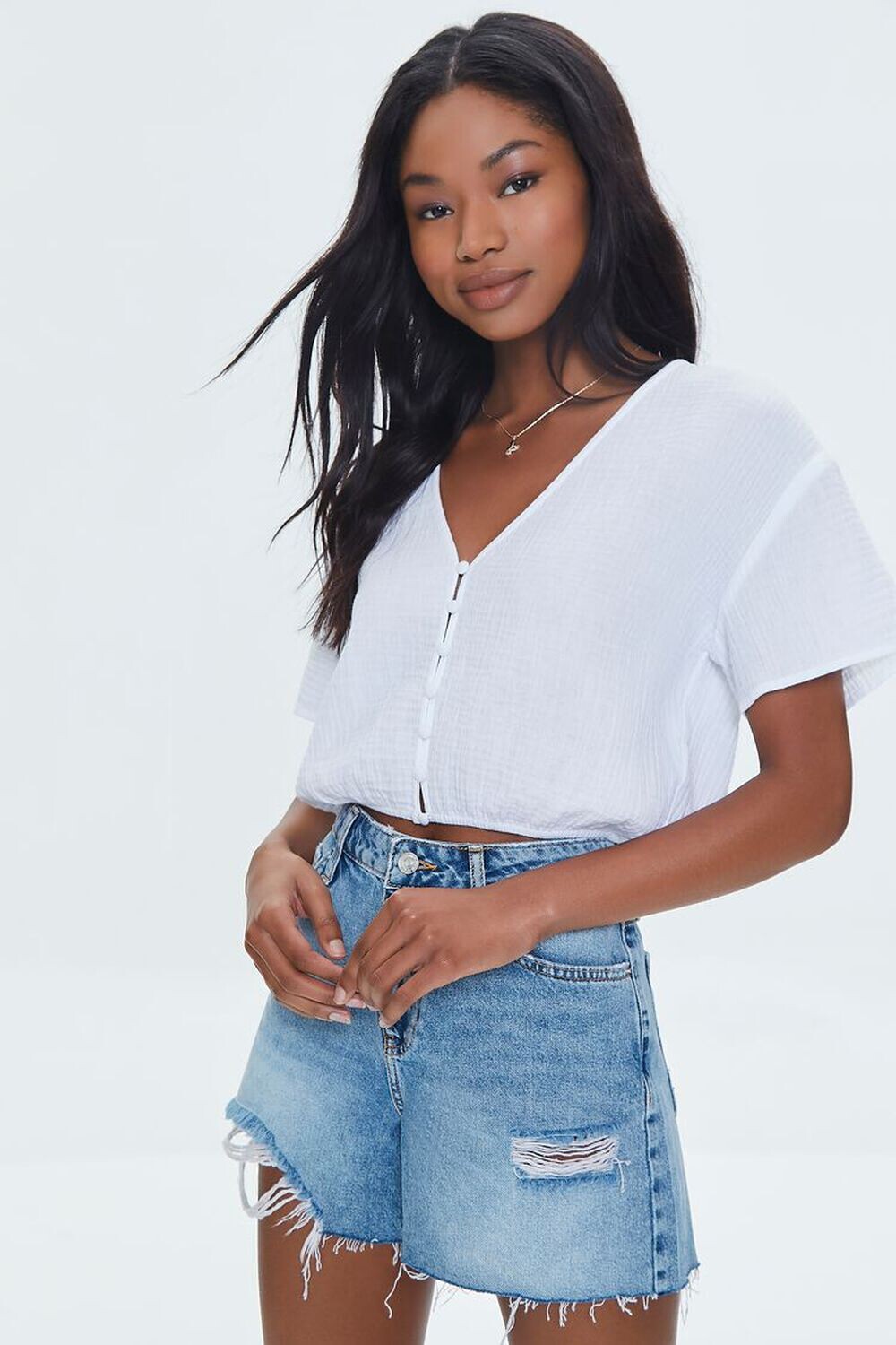 

Текстурированный укороченный топ Forever 21, белый