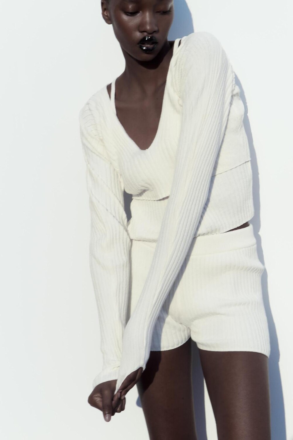 

Шорты из шенильной ребрики ZARA, экрю