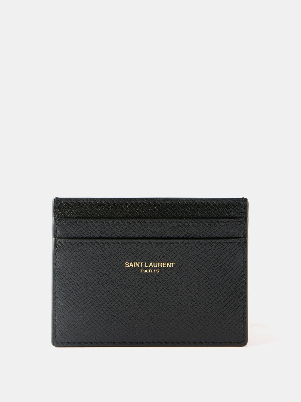 

Кожаный картхолдер с логотипом Saint Laurent, черный