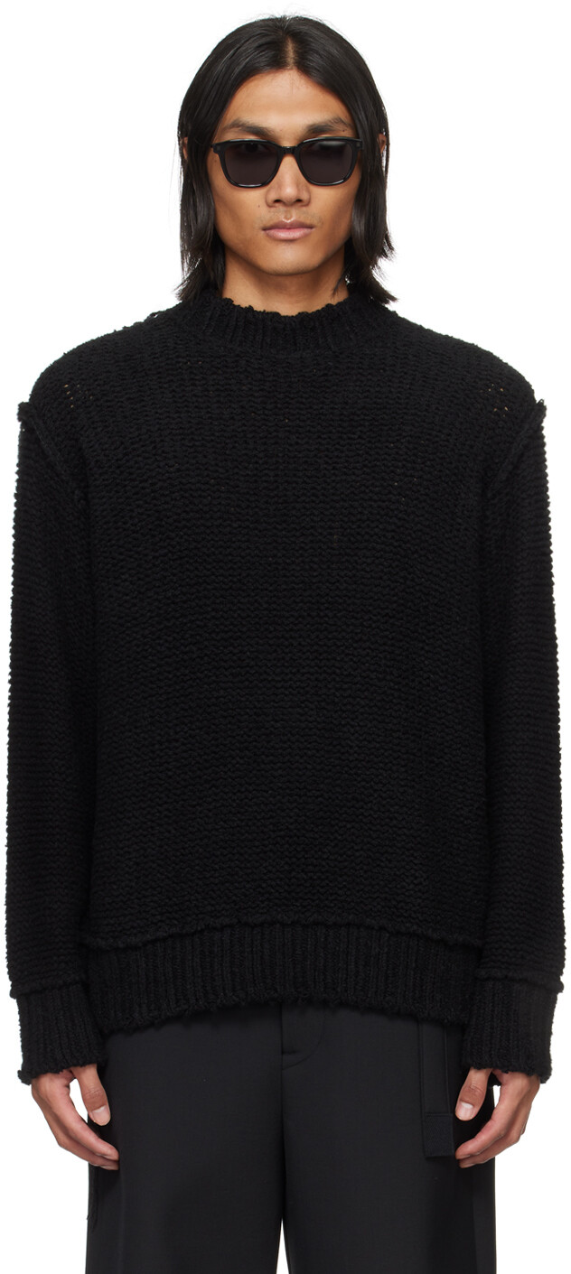 

Черный рваный свитер Sacai