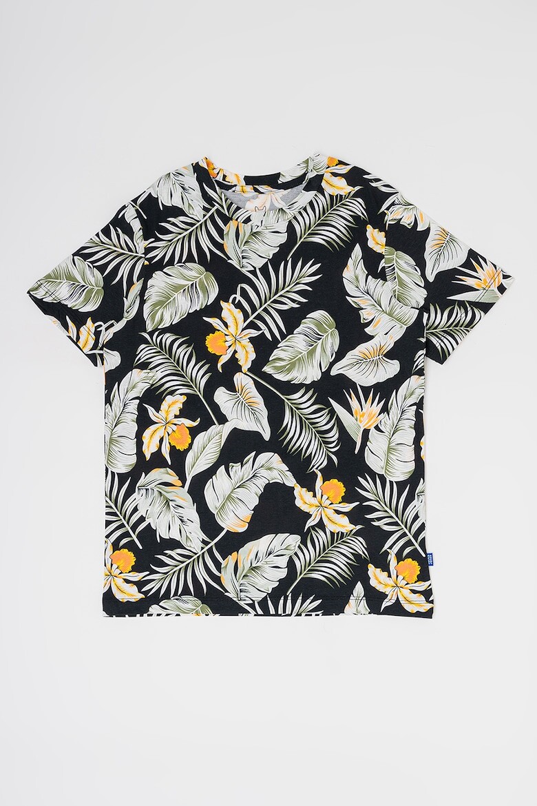 

Футболка с овальным вырезом и тропическим узором Jack & Jones, зеленый