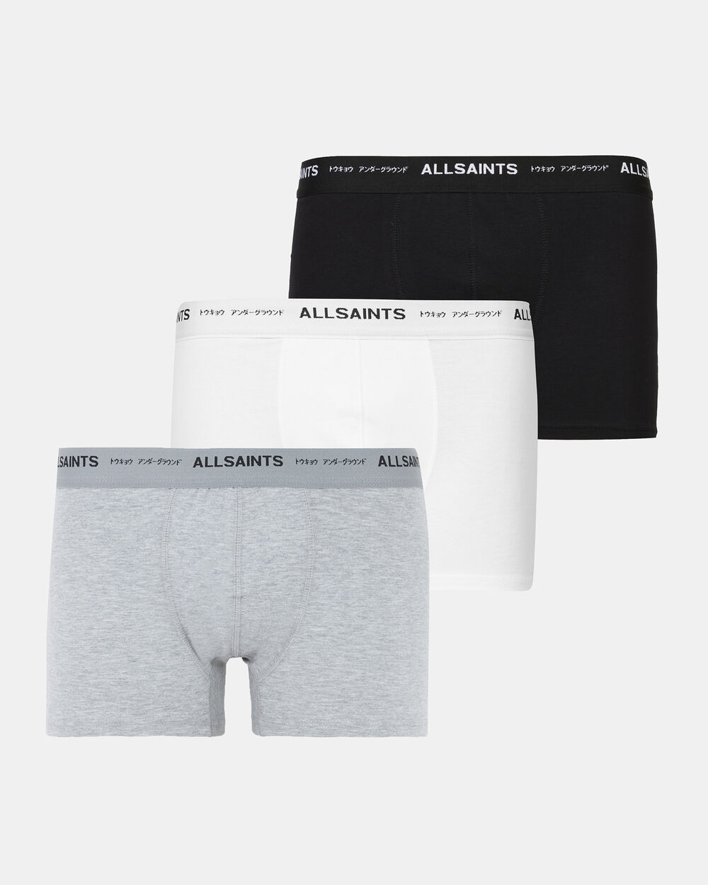 Набор боксеров с логотипом Underground, 3 пары AllSaints, черный/серый mrl/белый футболка allsaints underground черный