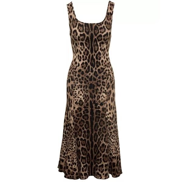 

Платье mini dress with all-over leo print in stretc Dolce&Gabbana, коричневый