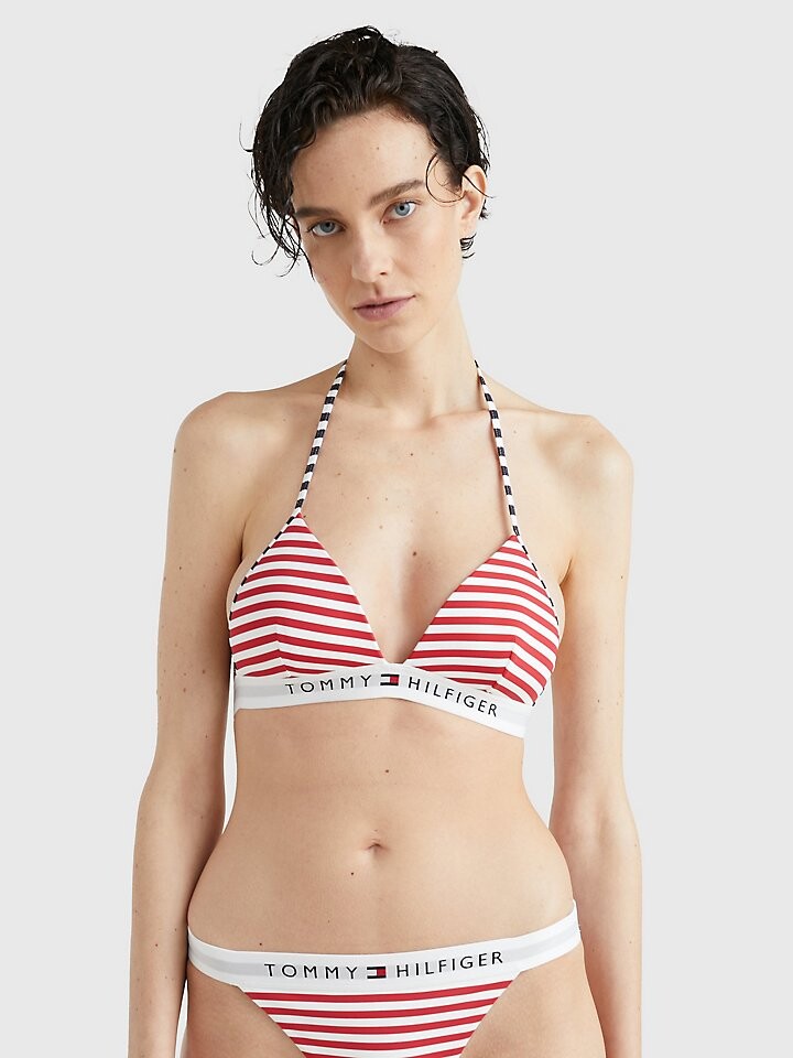 

Купальный топ в полоску с треугольными чашечками Tommy Hilfiger, Коричневый