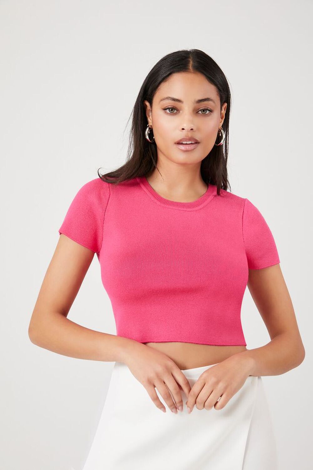 

Укороченная футболка вязанной вязки Forever 21, розовый