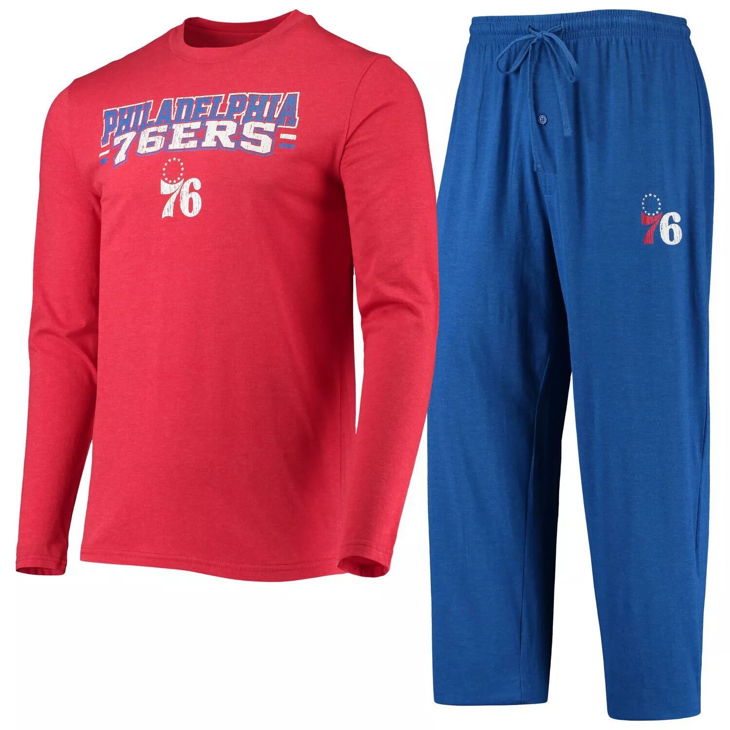 

Мужской комплект для сна с длинными рукавами и брюками Concepts Sport Royal/Red Philadelphia 76ers