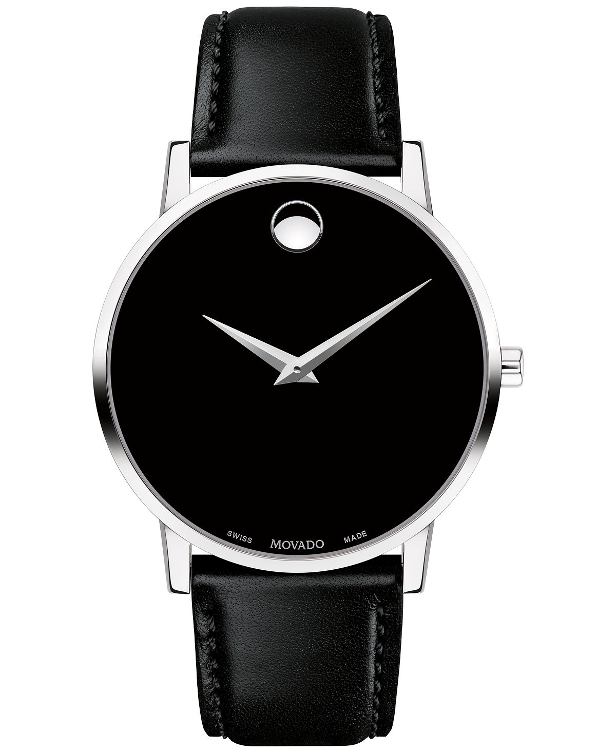цена Мужские часы Swiss Museum с классическим черным кожаным ремешком, 40 мм Movado