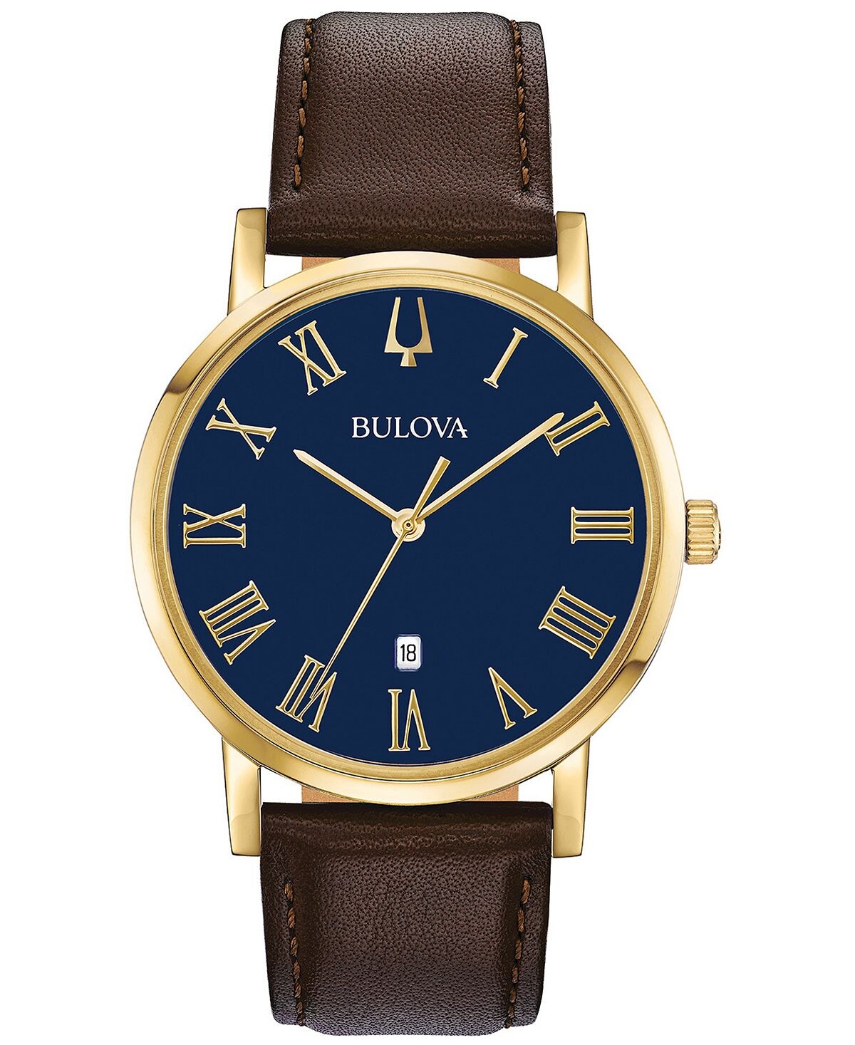 

Мужские часы American Clipper с коричневым кожаным ремешком, 40 мм Bulova