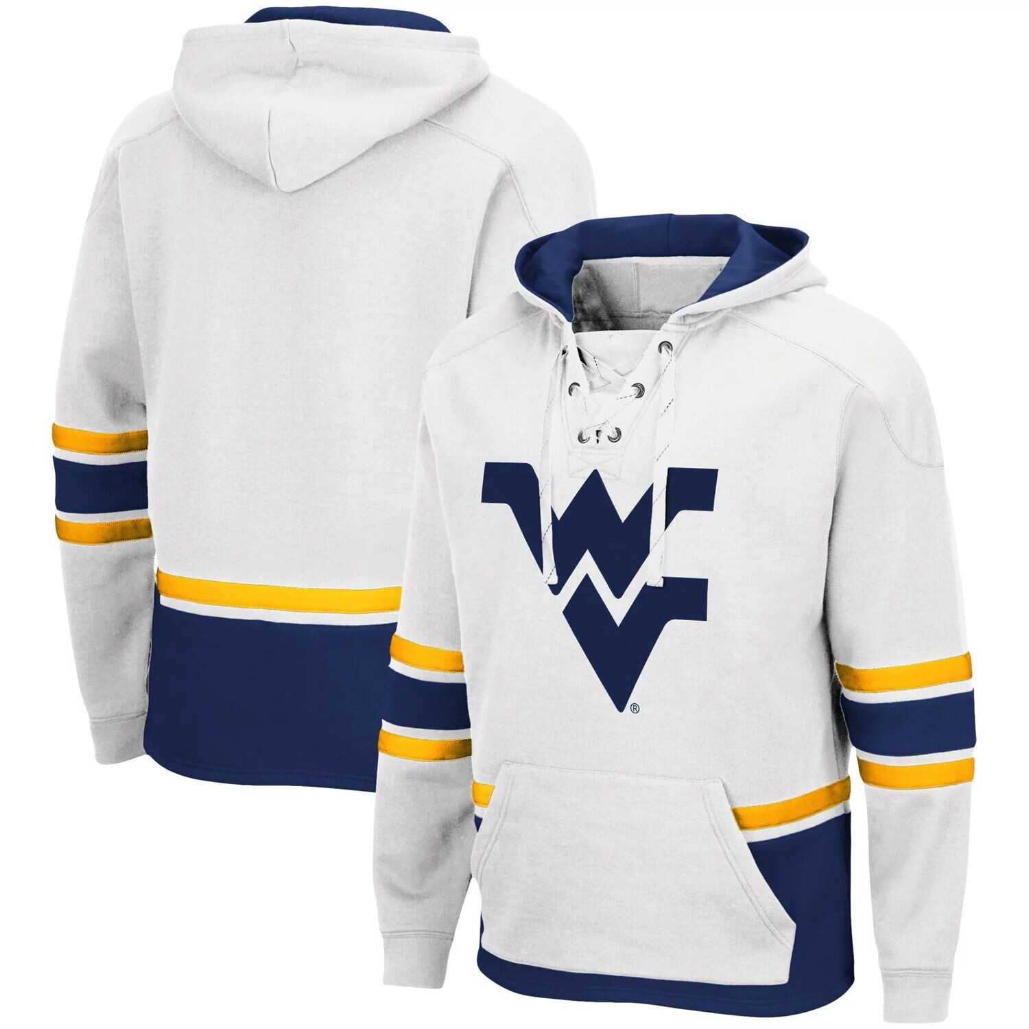 

Мужской белый пуловер с капюшоном West Virginia Mountaineers на шнуровке 3.0 Colosseum