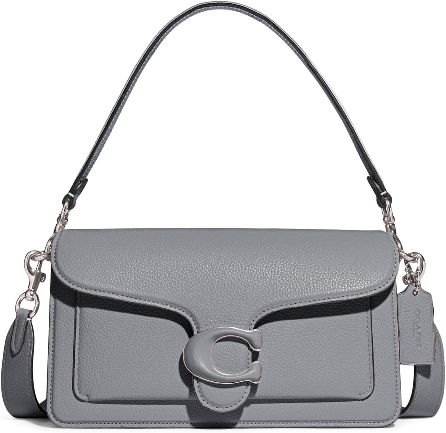 

Сумка на плечо полированная галька 26 COACH, цвет Grey Blue