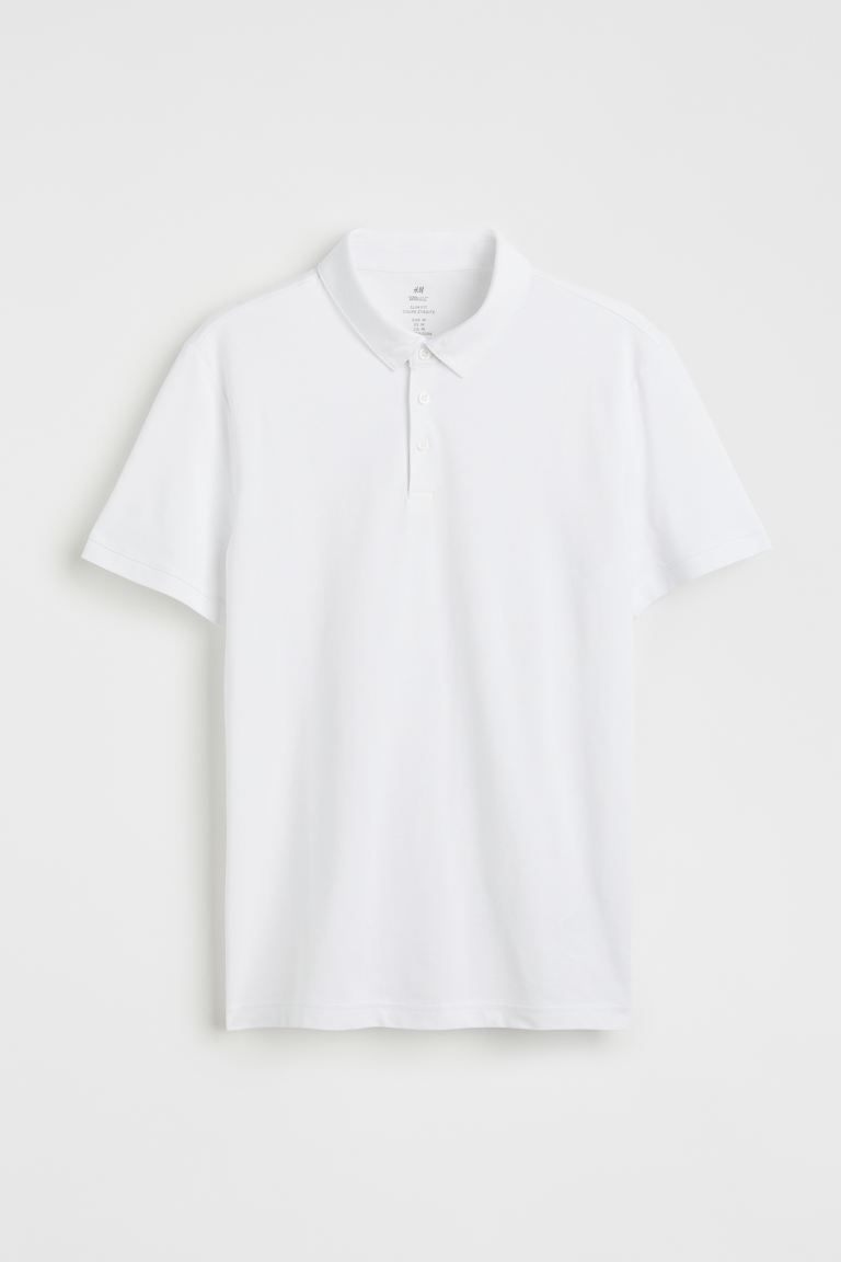 Рубашка поло Coolmax узкого кроя H&M, белый базовая рубашка slim fit с короткими рукавами defacto хаки