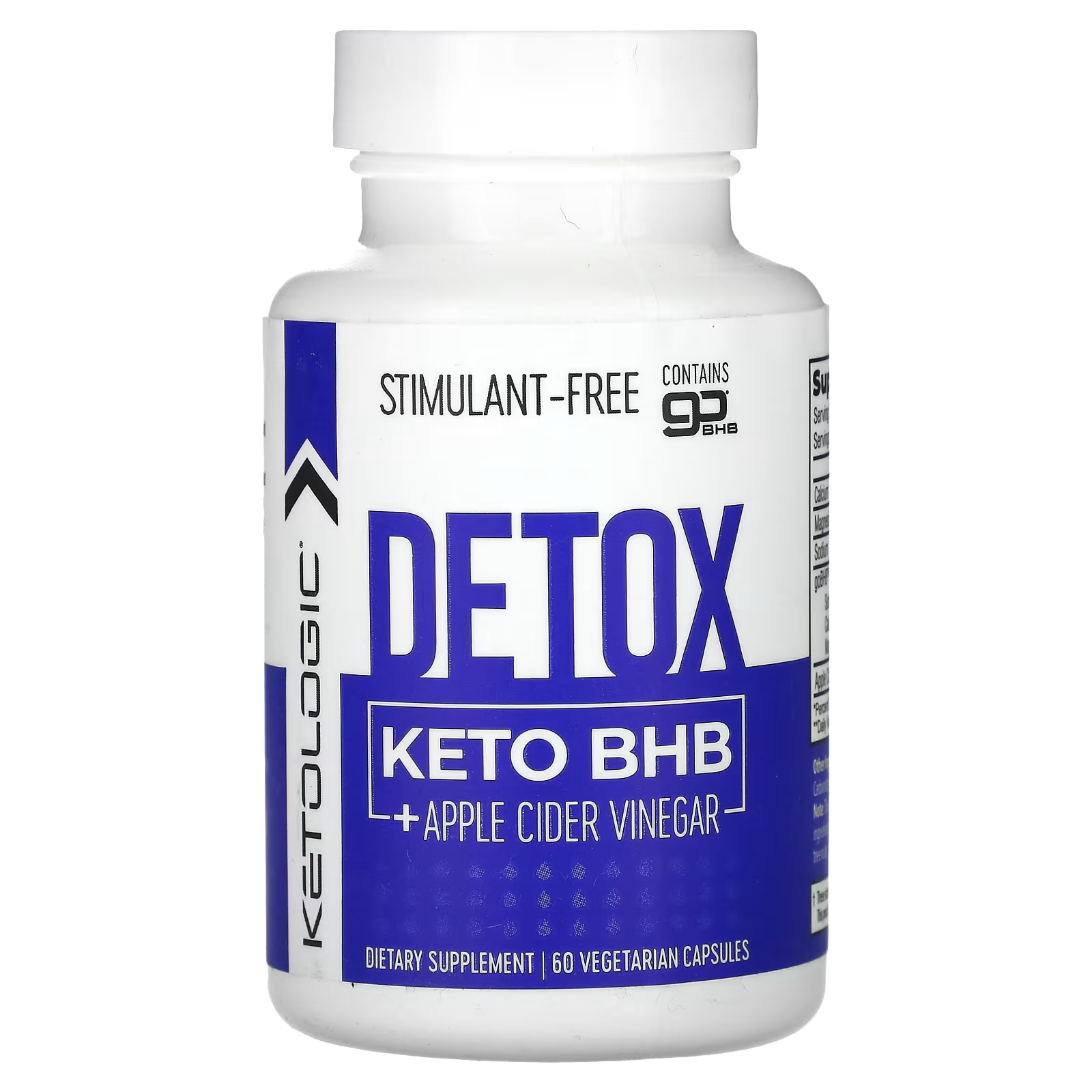 KetoLogic Detox Keto BHB + яблочный уксус, 60 вегетарианских капсул пищевая добавка ketologic relax keto bhb suntheanine 60 капсул