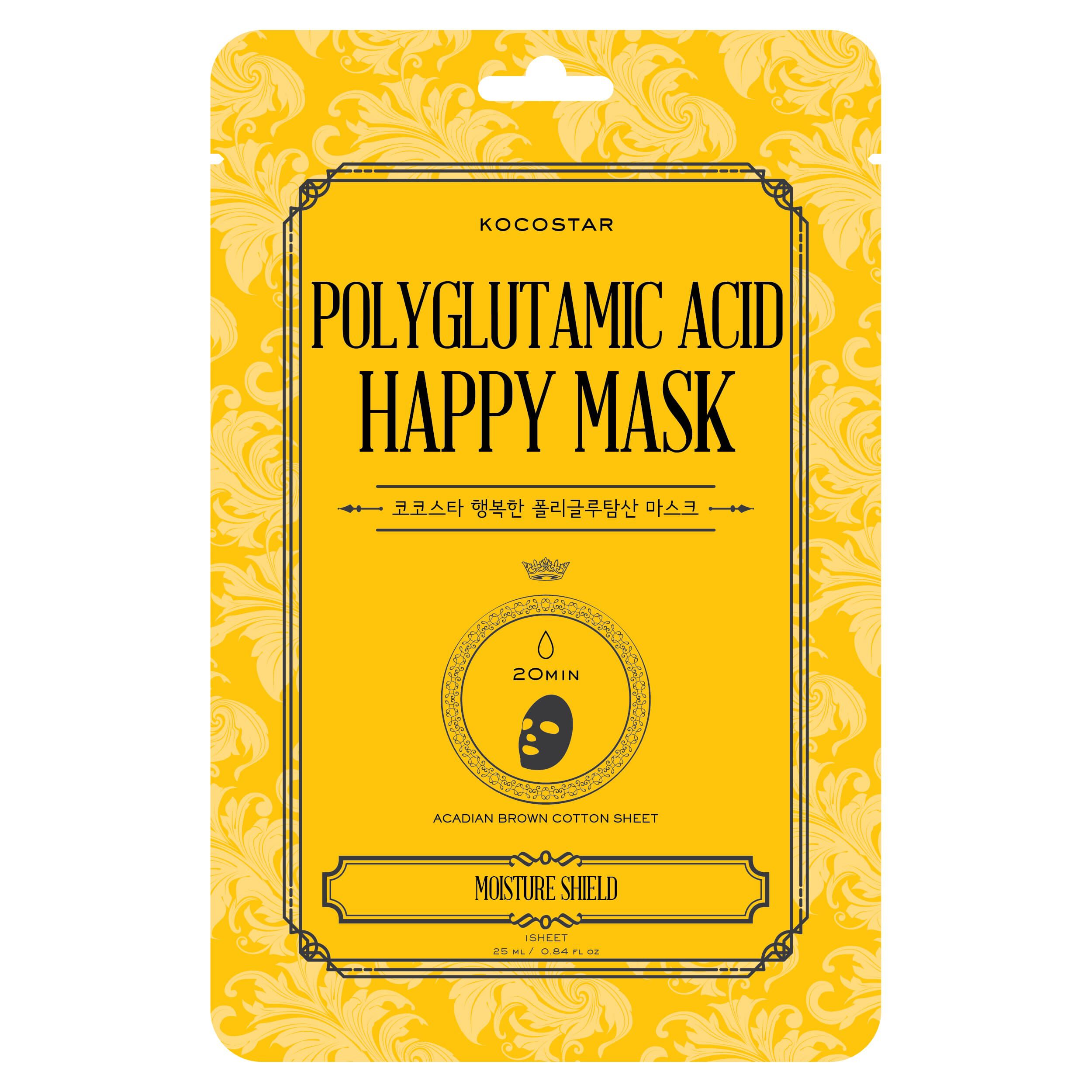 Маска для лица Kocostar Polyglutamic Acid Happy Mask, 25 мл ультра увлажняющая маска для сухой кожи h2overdose mask foreo 6 шт х 6 г