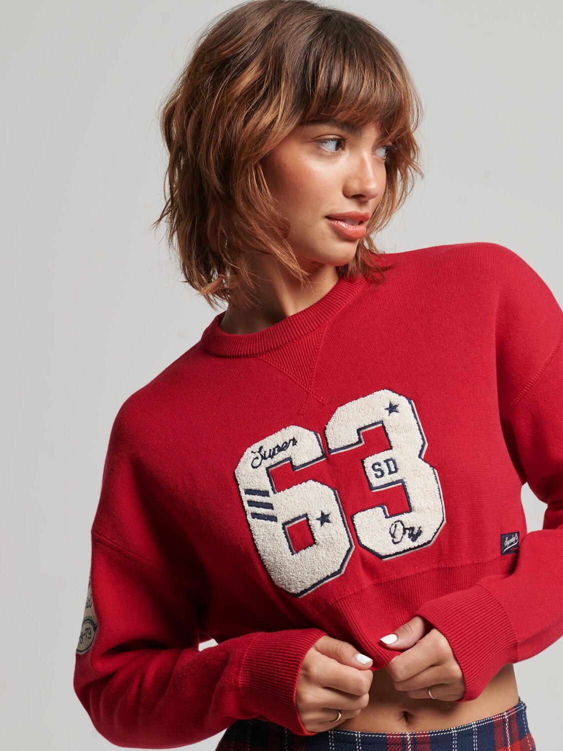 

Укороченный джемпер Superdry Varsity, цвет Varsity Red