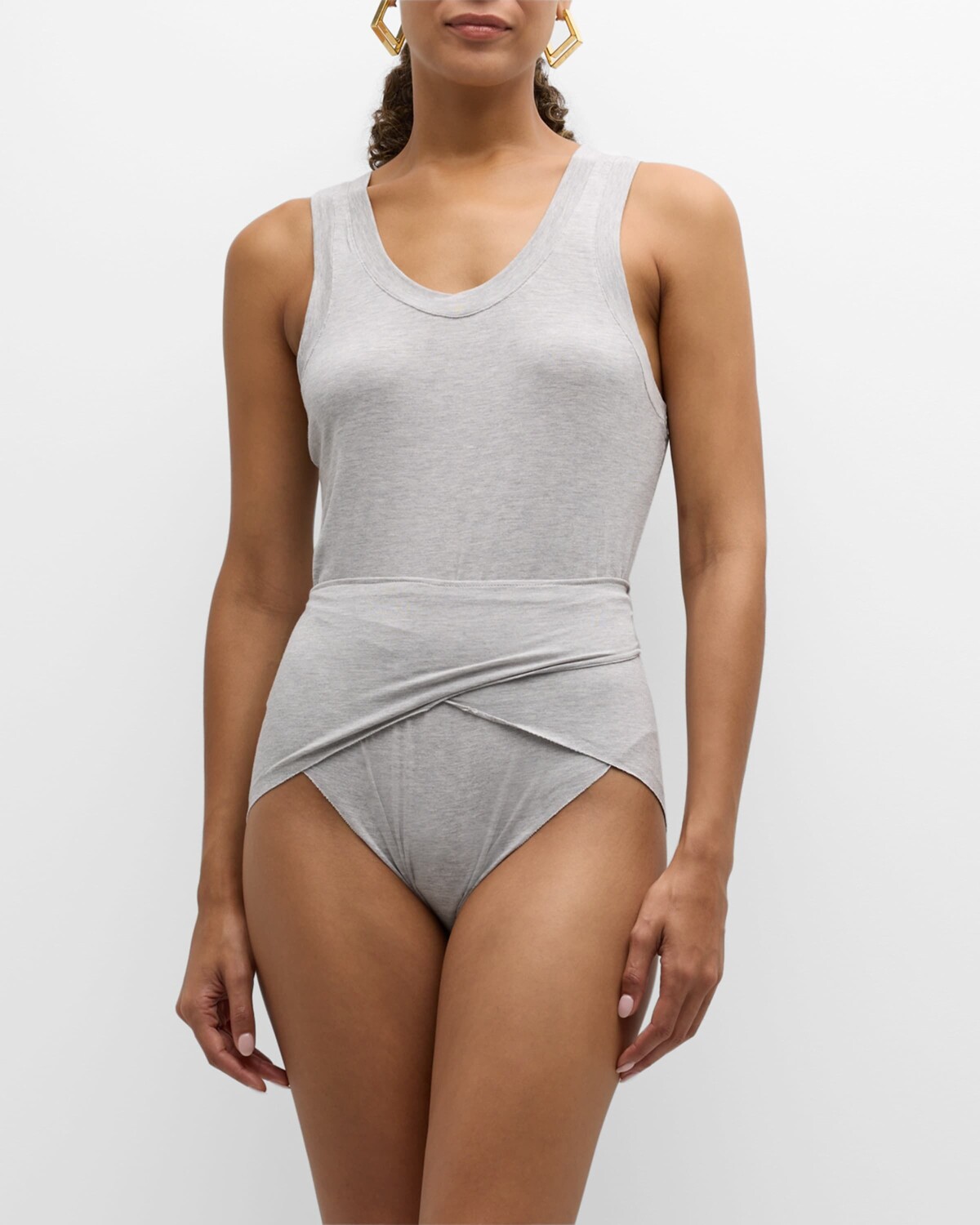 

Цельный купальник Racer Diaper Norma Kamali, цвет Light Grey