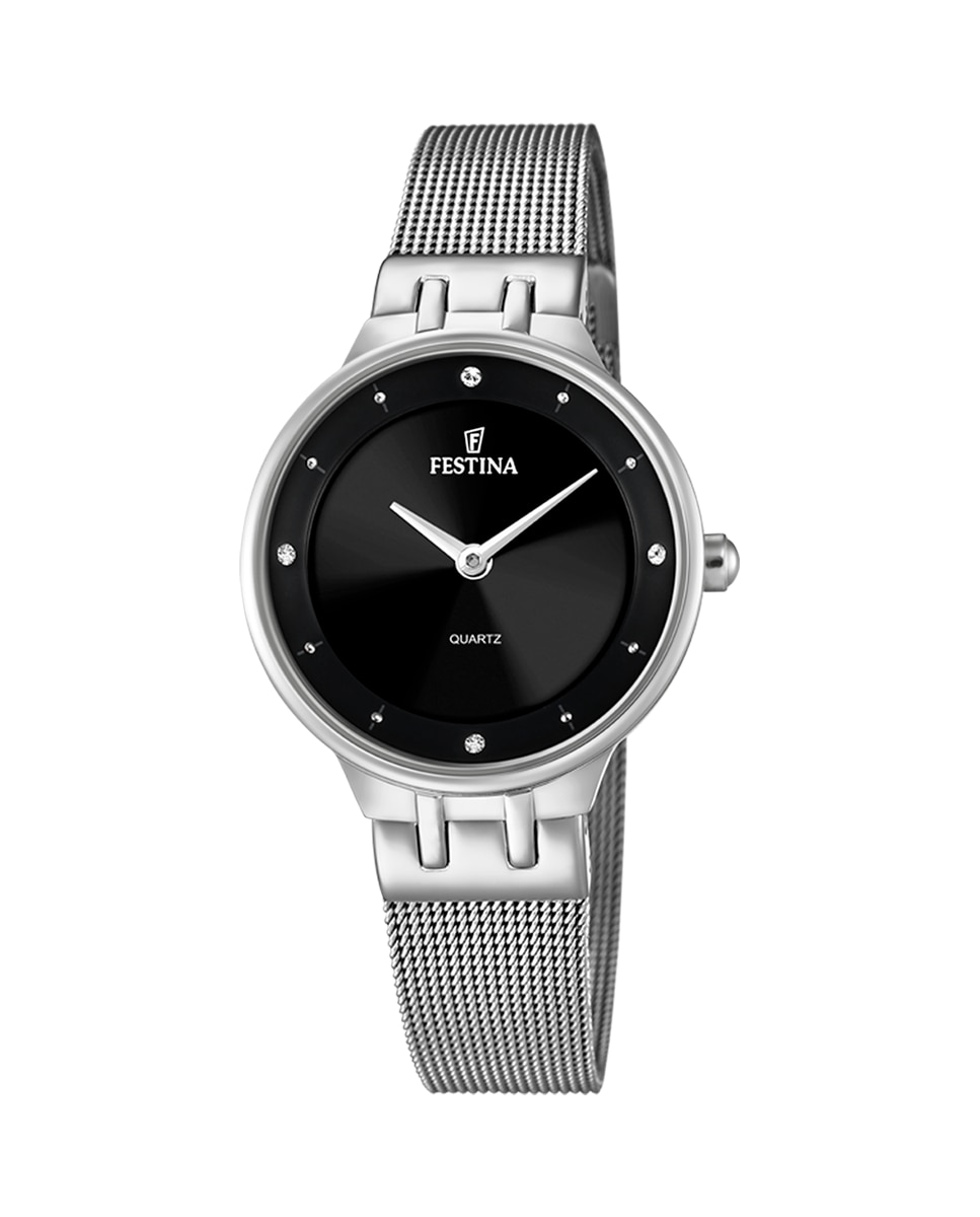 F20597/4 Женские часы Mademoiselle из стали с черным циферблатом Festina, серебро