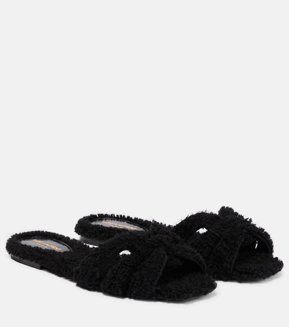 

Шлепанцы Tribute из овечьей шерсти Saint Laurent, черный
