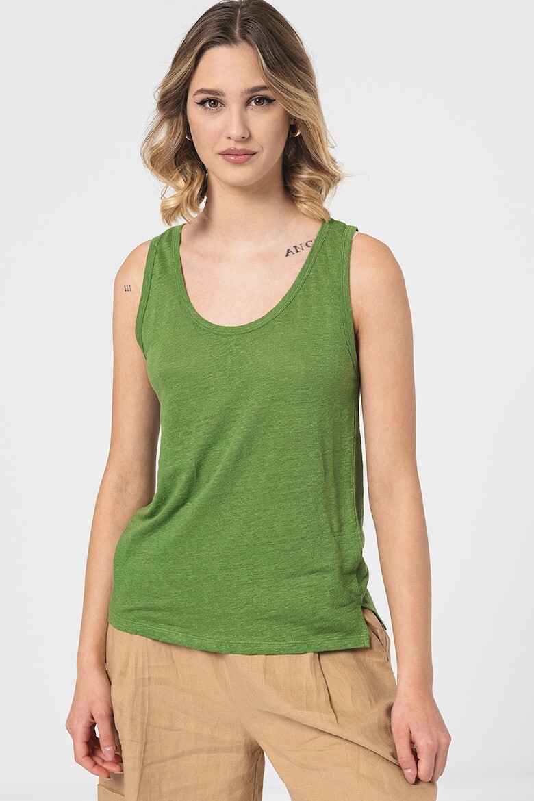 

Льняной топ с разрезами по бокам United Colors Of Benetton, зеленый