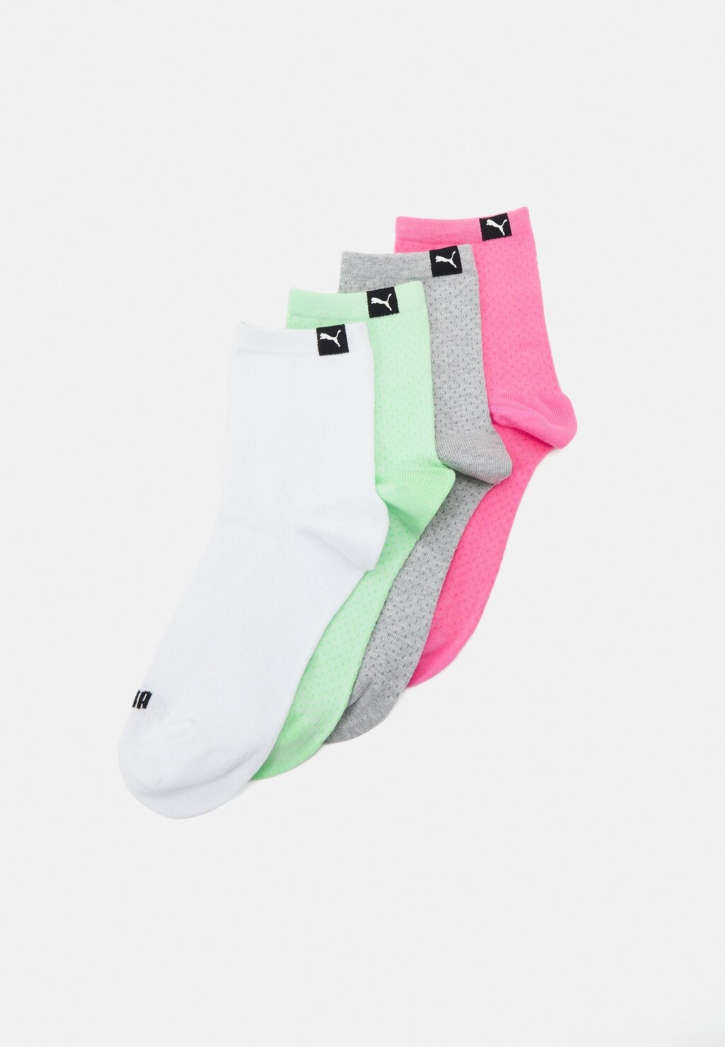 Носки WOMEN SHORT SOCK 4 PACK Puma, цвет pink / grey mélange combo/green / white combo