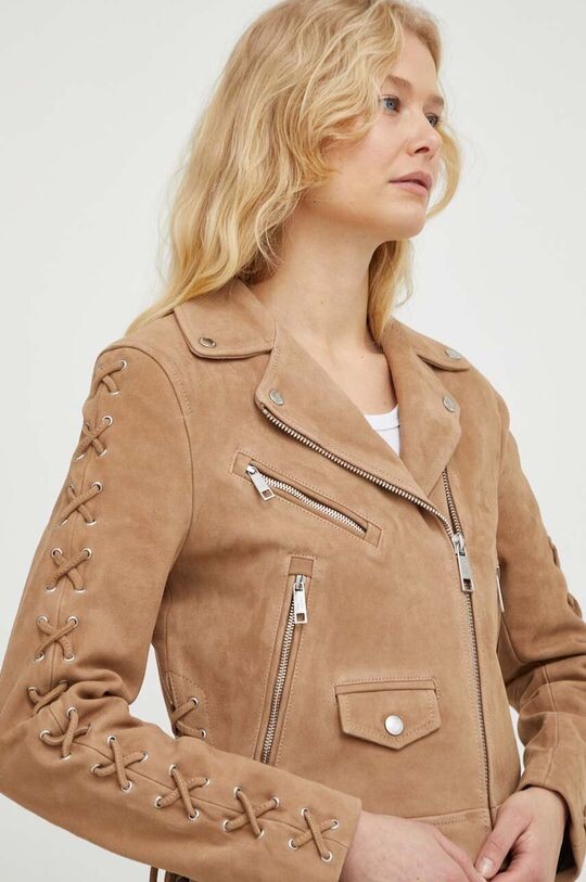 

Замшевая байкерская куртка The Kooples, бежевый