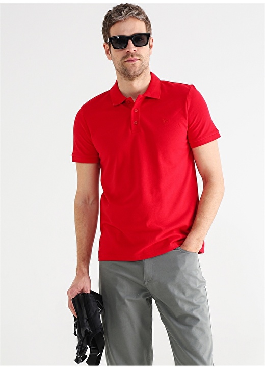 Однотонная красная мужская футболка-поло Fabrika