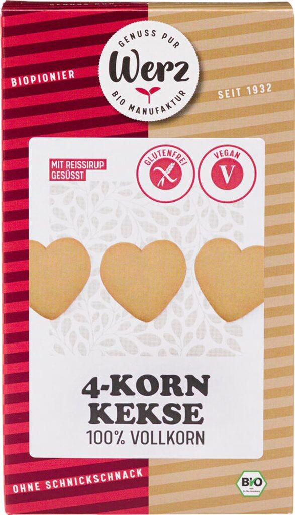 

Печенье Werz 4-зерновое цельнозерновое натуральное 150г Naturkorn Mühle Werz