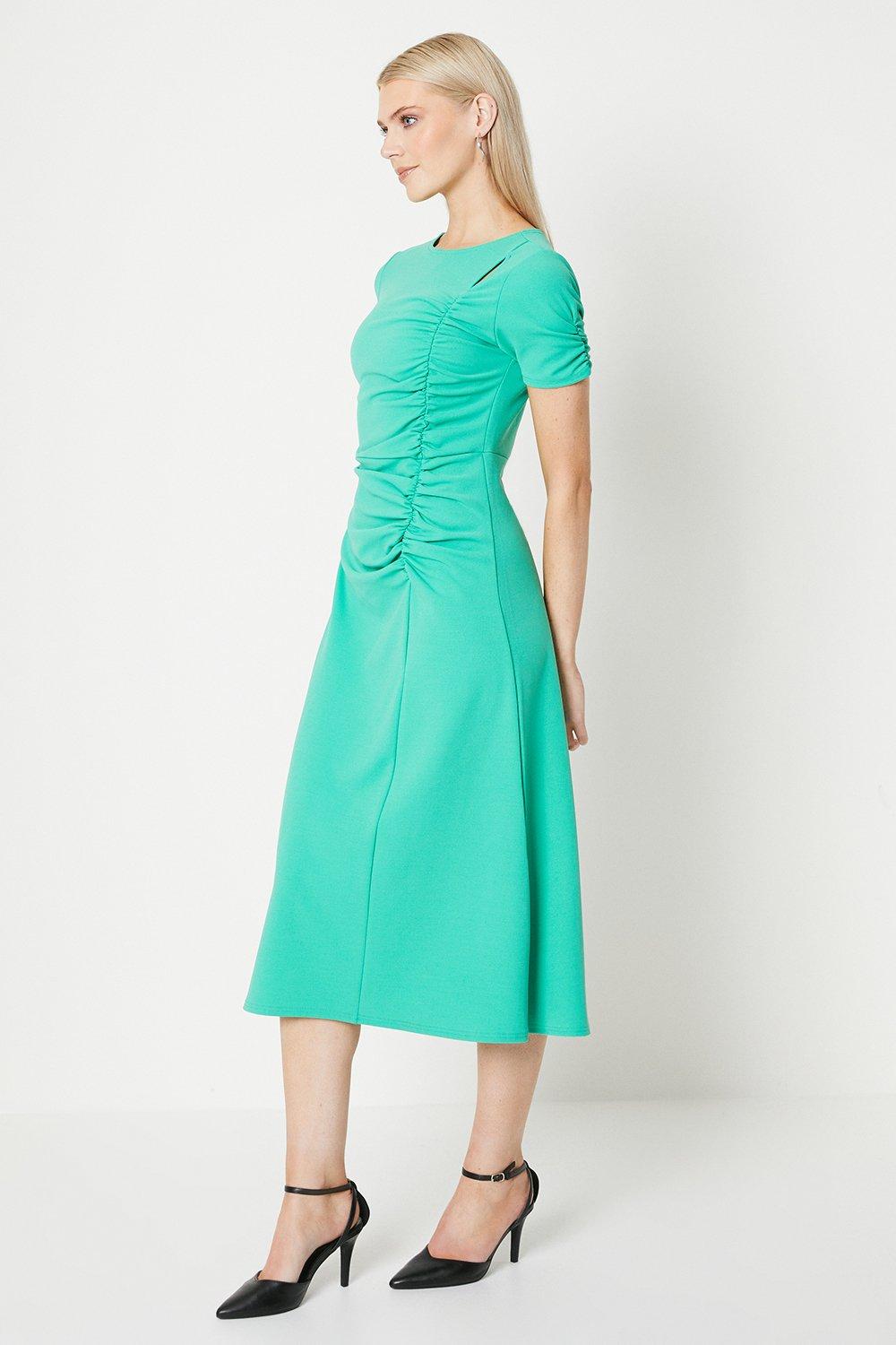 Платье миди со сборками спереди Debenhams, зеленый платье для женщин девочек сетчатое платье миди со сборками tom tailor denim синий
