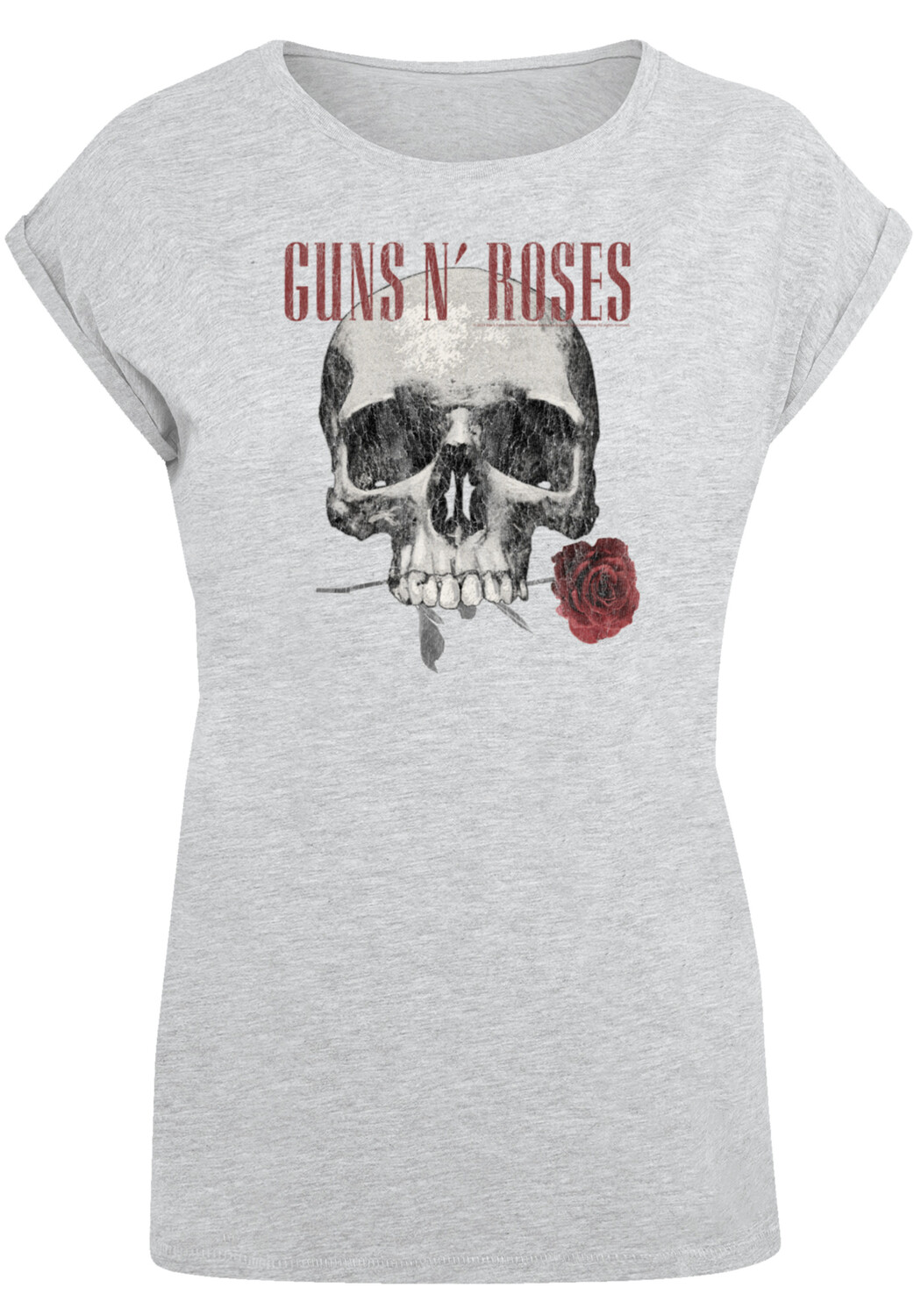 

Футболка F4NT4STIC Guns 'n' Roses Flower Skull Rock Musik Band, цвет grau meliert
