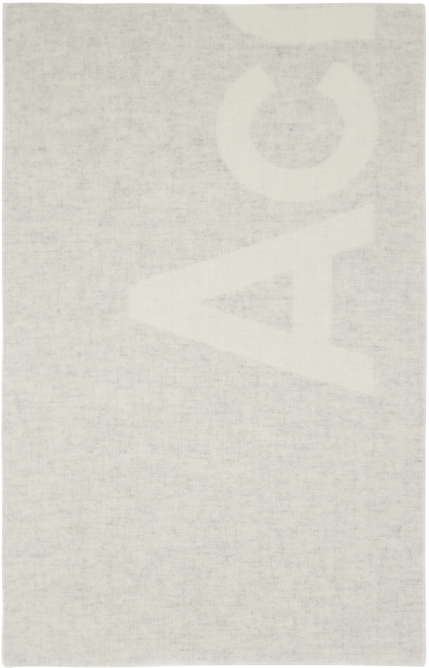Бело-серый жаккардовый шарф с логотипом Acne Studios