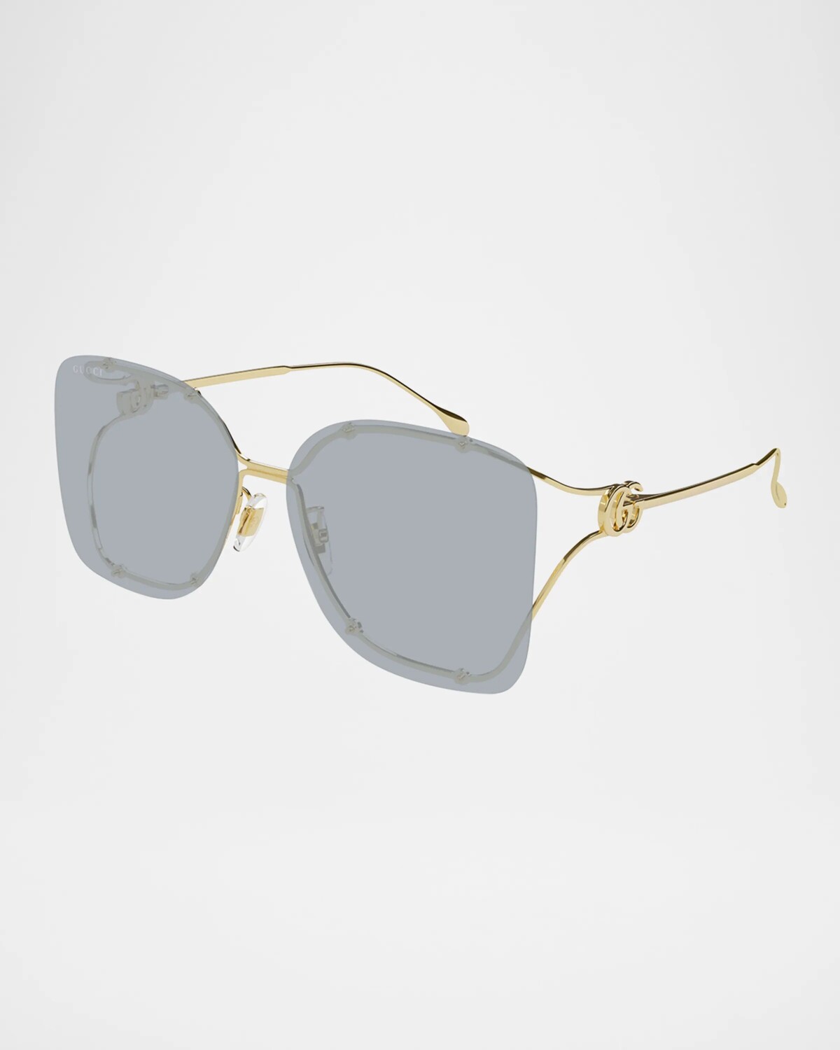 

Квадратные металлические солнцезащитные очки без оправы Gucci, цвет Shiny Endura Gold