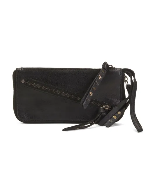 

Потертый кожаный кошелек на руку Free People, черный