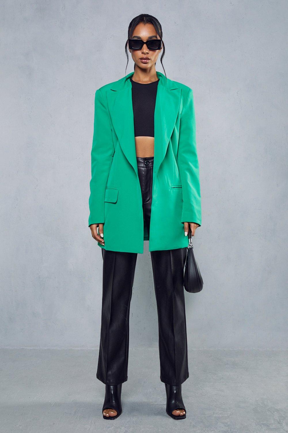 Блейзер оверсайз с подплечниками MISSPAP, зеленый пальто loft пальто в стиле куртки
