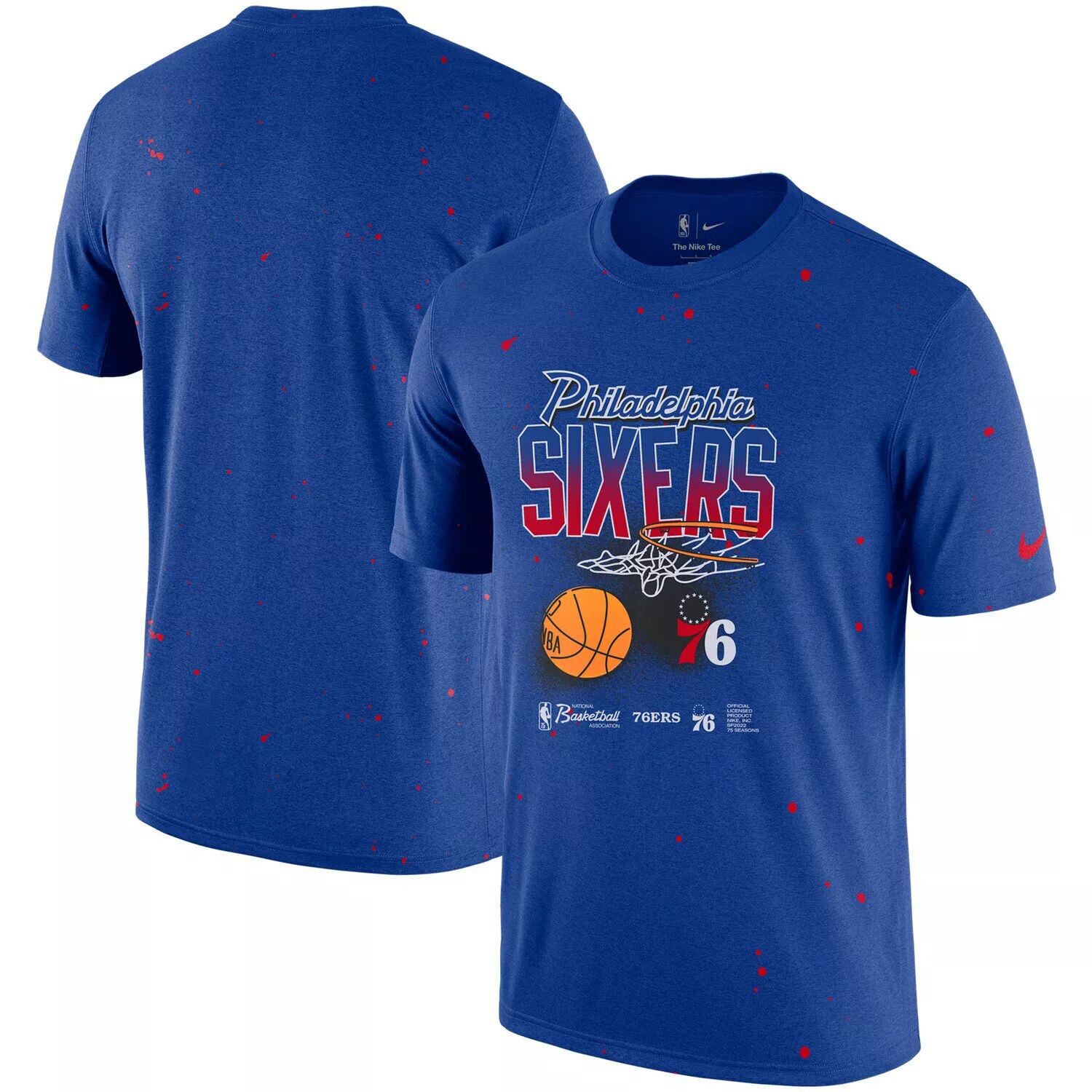 

Мужская футболка с брызгами Royal Philadelphia 76ers Courtside Nike