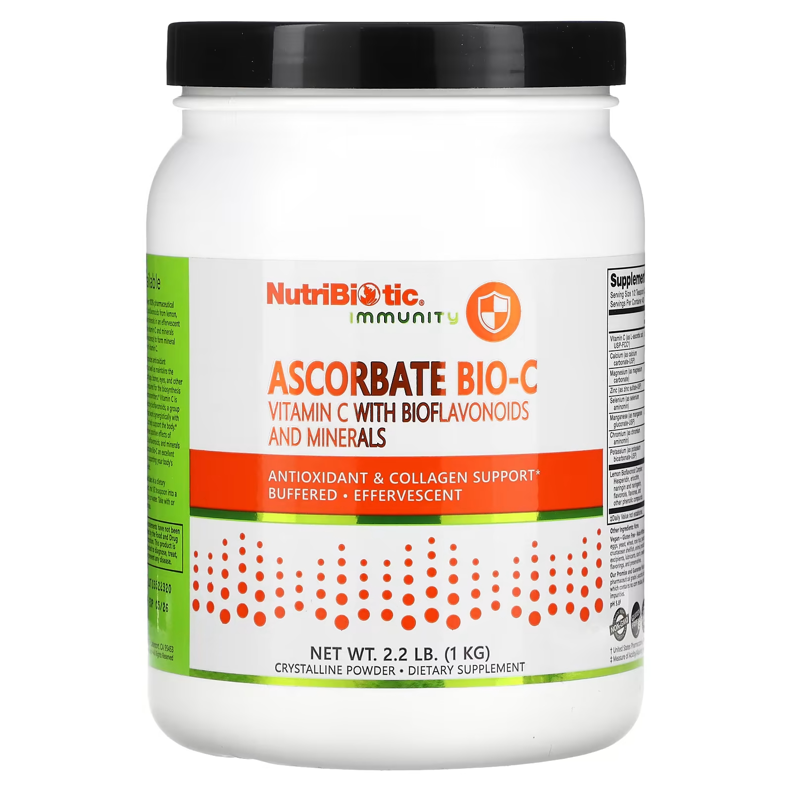 NutriBiotic Immunity Ascorbate Bio-C Витамин C с биофлавоноидами и минералами 2,2 фунта (1 кг) nutribiotic immunity hypo aller c витамин c с кальцием магнием калием и цинком 1 кг 2 2 фунта